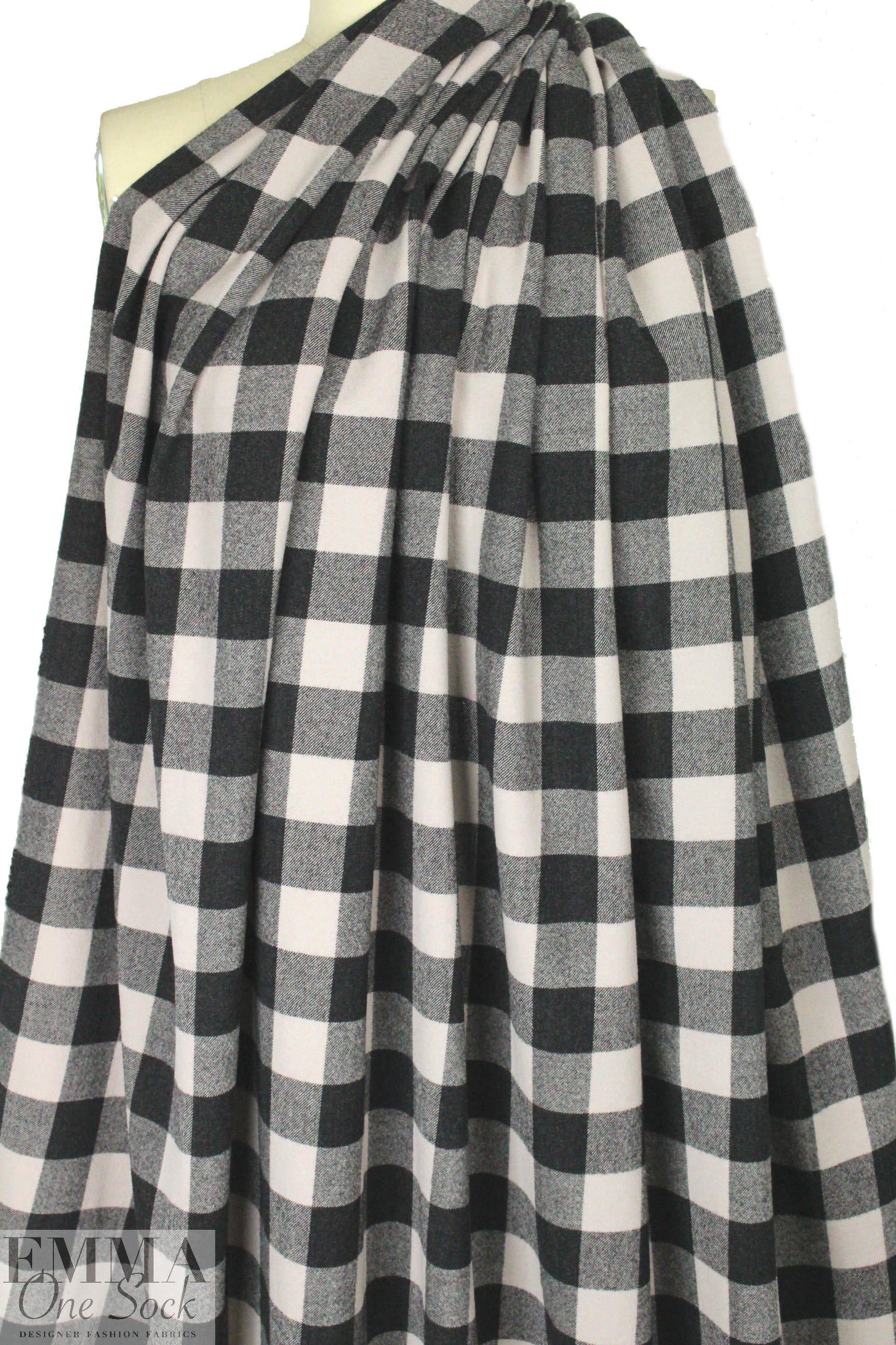 French yarn-dye plaid wool flannel - black/quarry