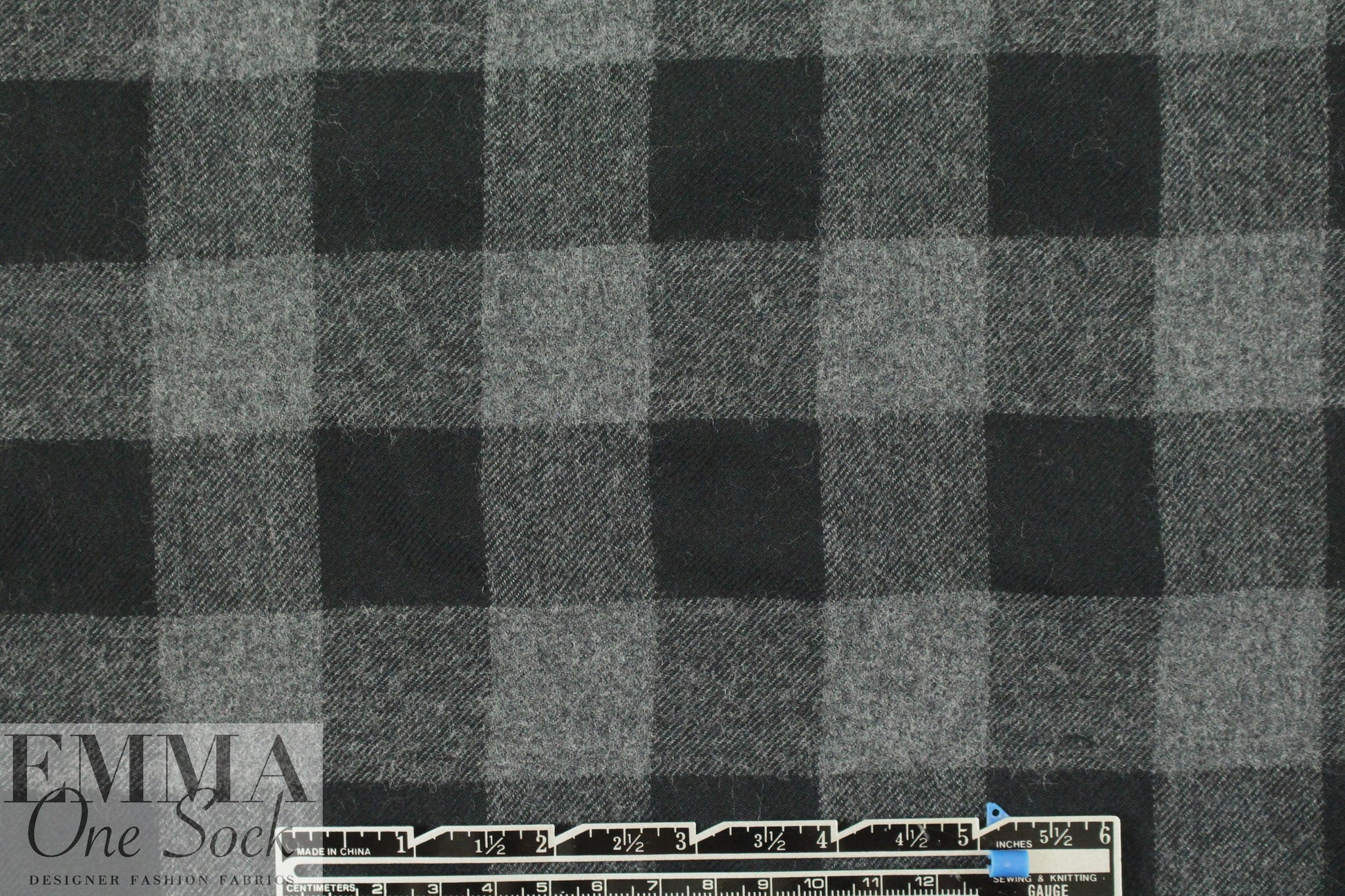 French yarn-dye plaid wool flannel - black/gray