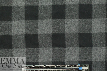 French yarn-dye plaid wool flannel - black/gray