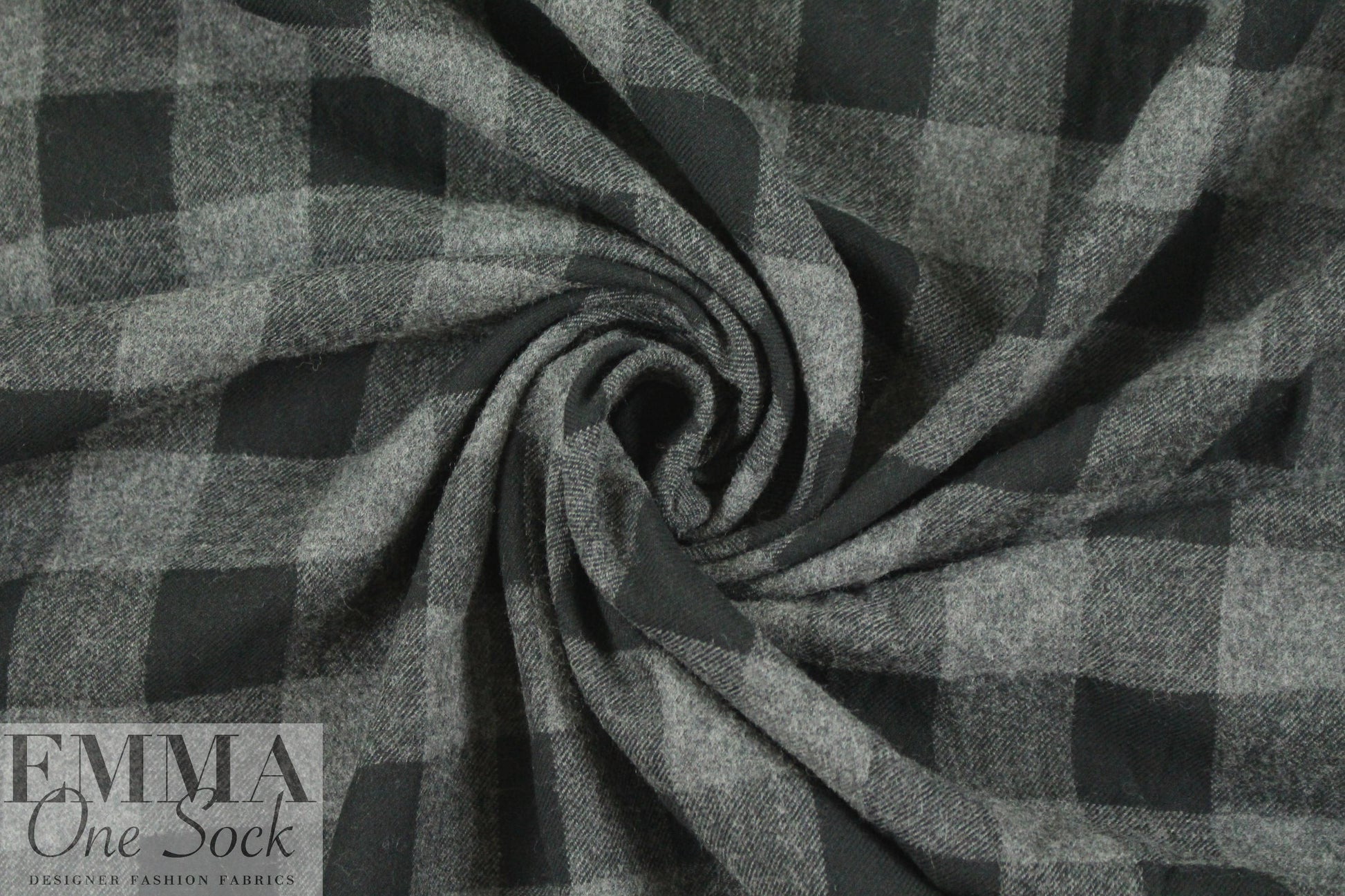French yarn-dye plaid wool flannel - black/gray