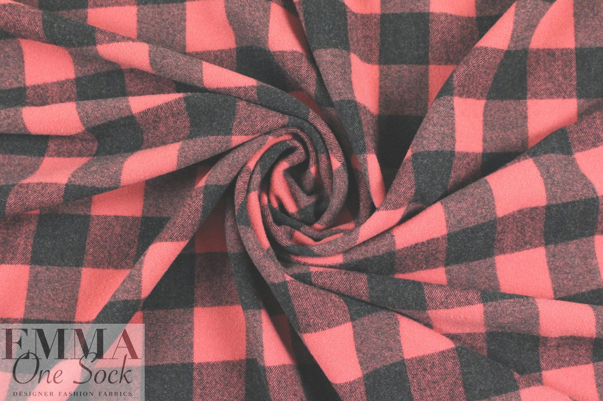 French yarn-dye plaid wool flannel - black/rouge 1.375 yds