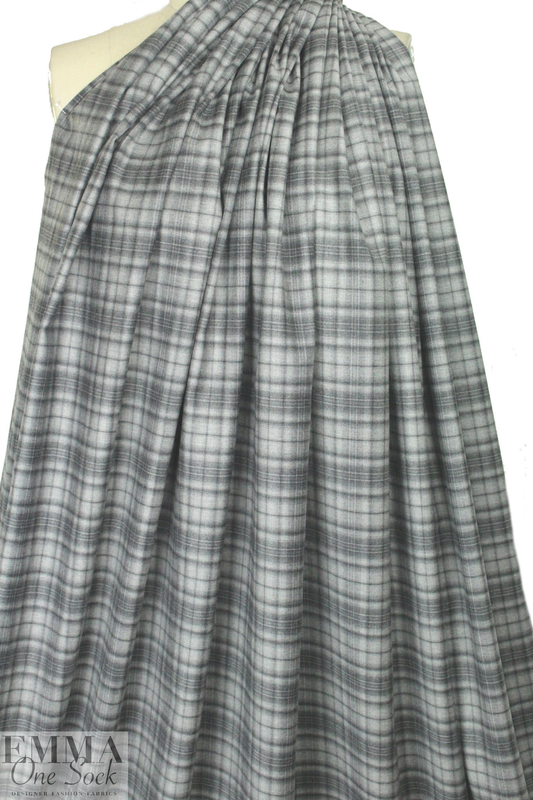 French yarn-dyed plaid wool shirting - gray plaid