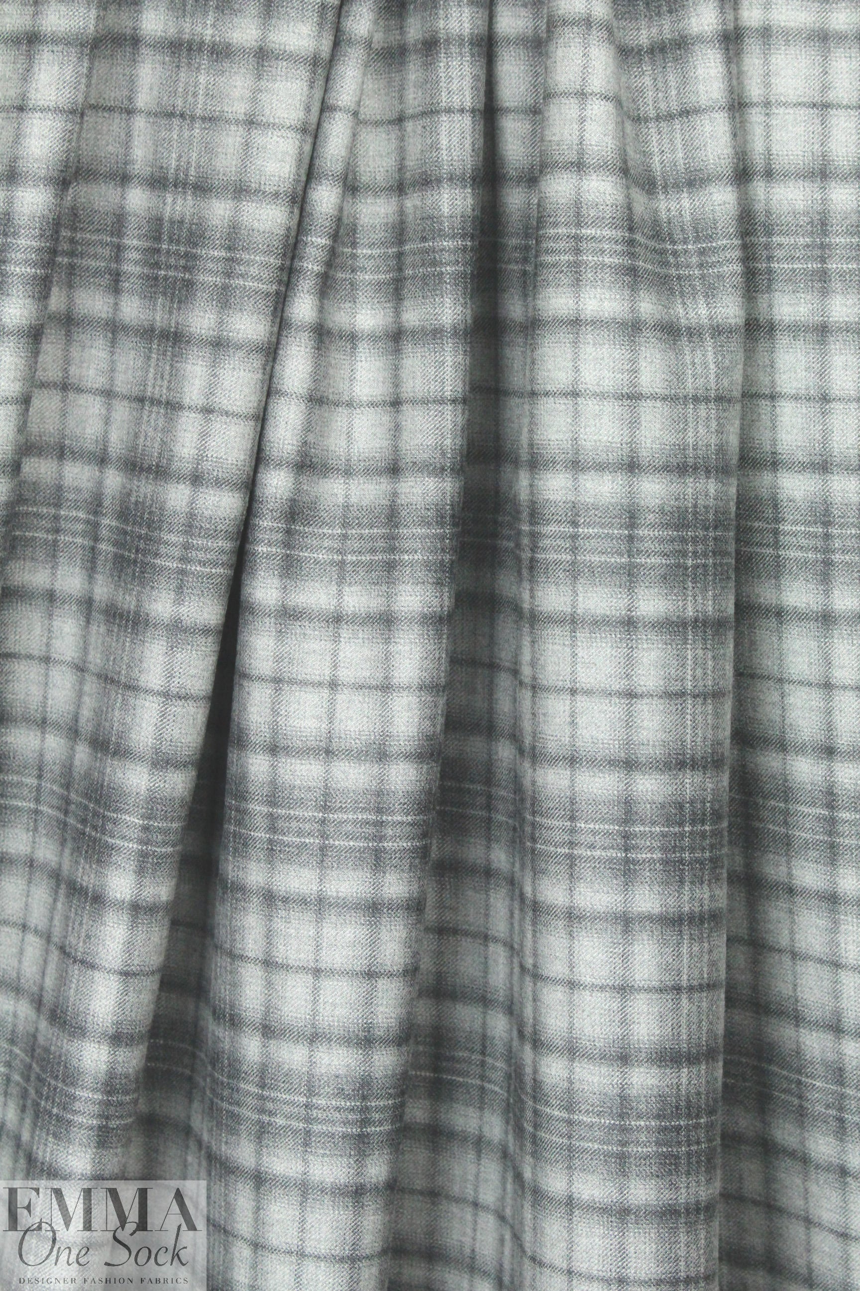 French yarn-dyed plaid wool shirting - gray plaid