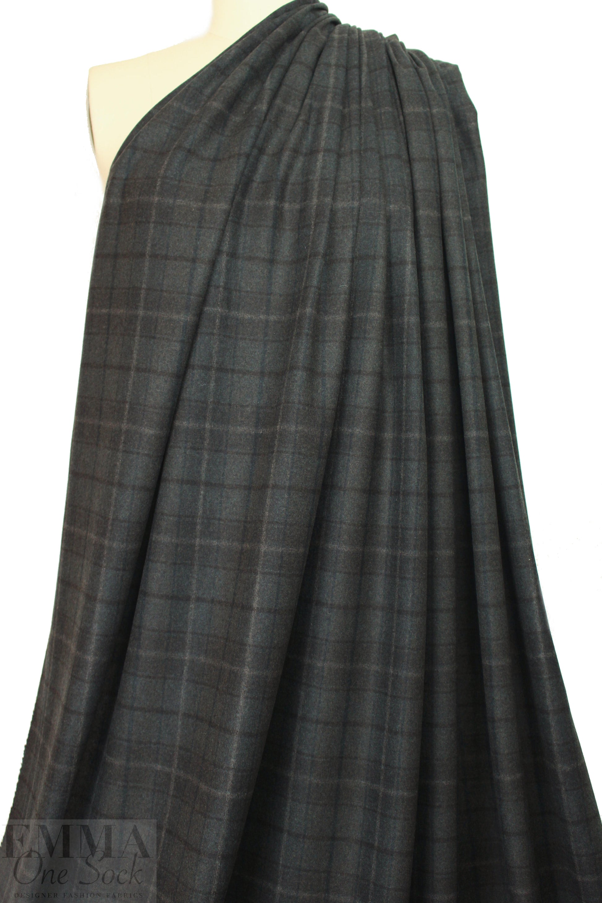 Italian yarn-dye plaid wool flannel - woodsy brown
