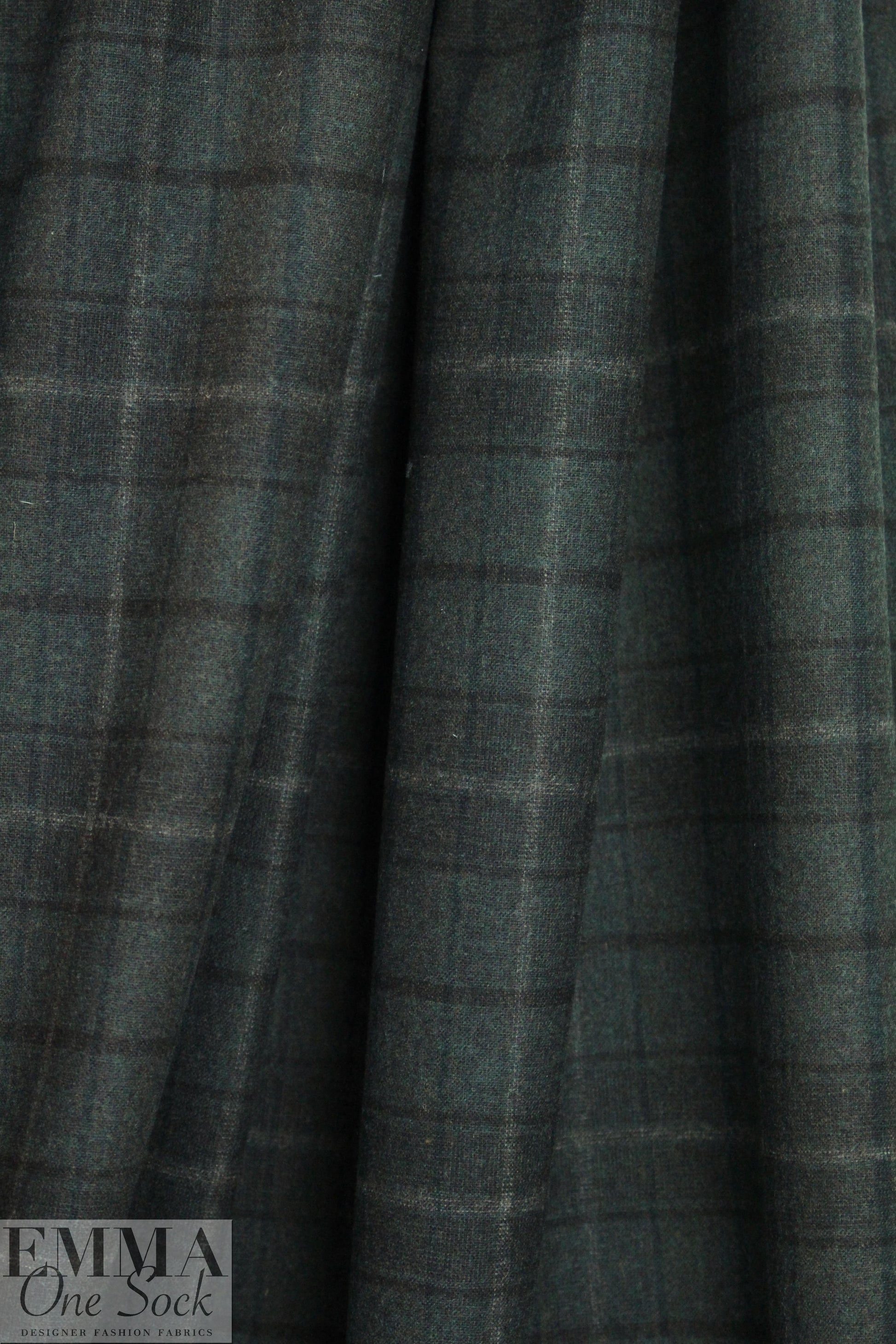 Italian yarn-dye plaid wool flannel - woodsy pine/brown