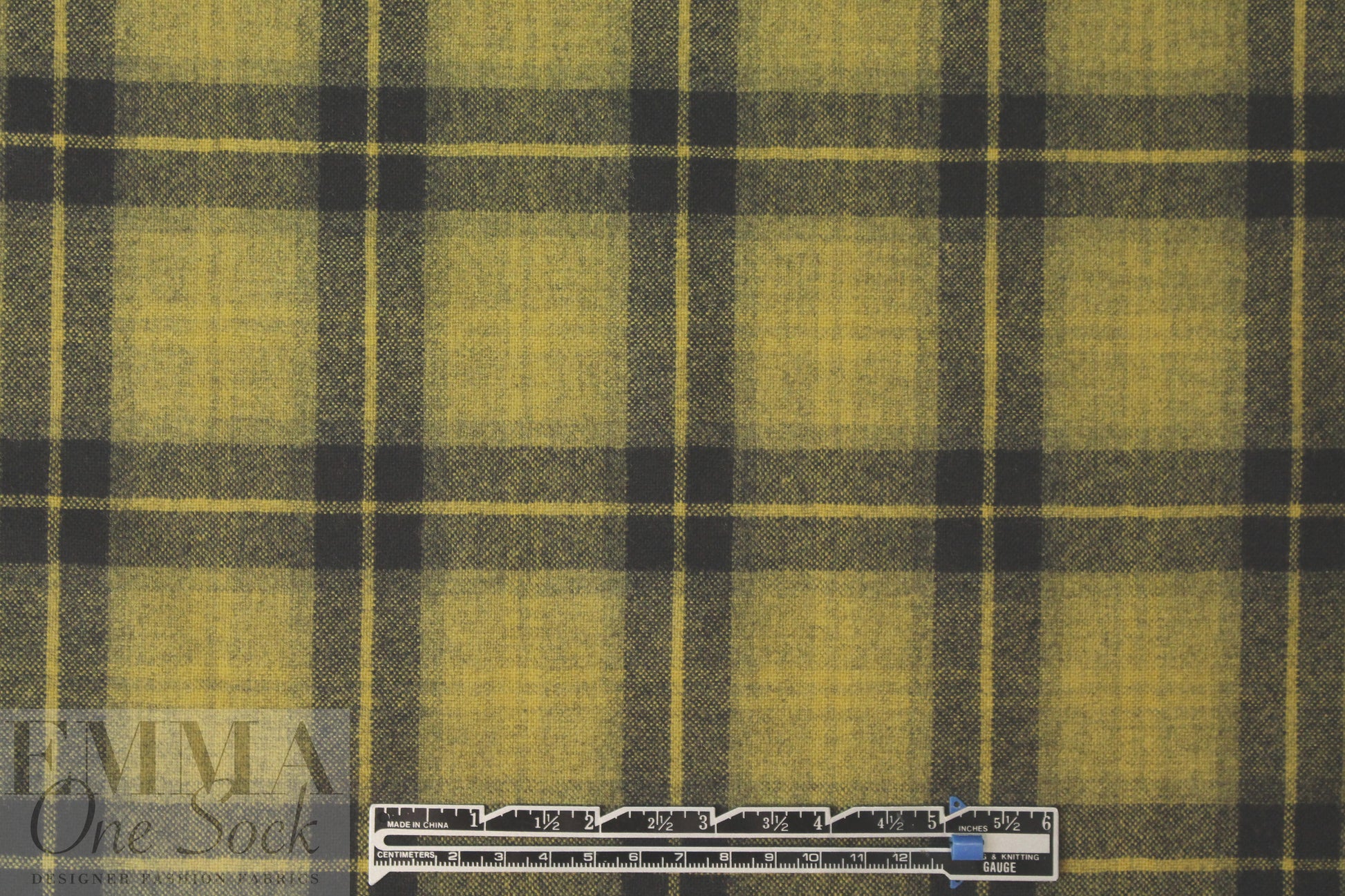 Italian yarn-dye plaid wool flannel - dijon/black 1.5 yds