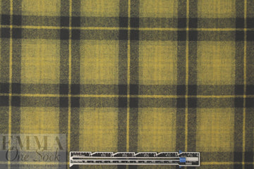 Italian yarn-dye plaid wool flannel - dijon/black 1.625 yd