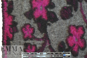 Italian textured wool fleece knit - fuchsia/gray