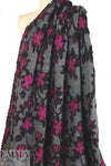 Italian textured wool fleece knit - fuchsia/gray