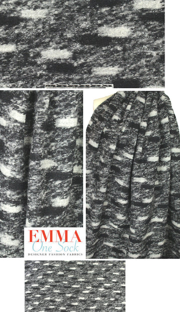 Italian black/gray/sparkle textured wool fleece 2 yd