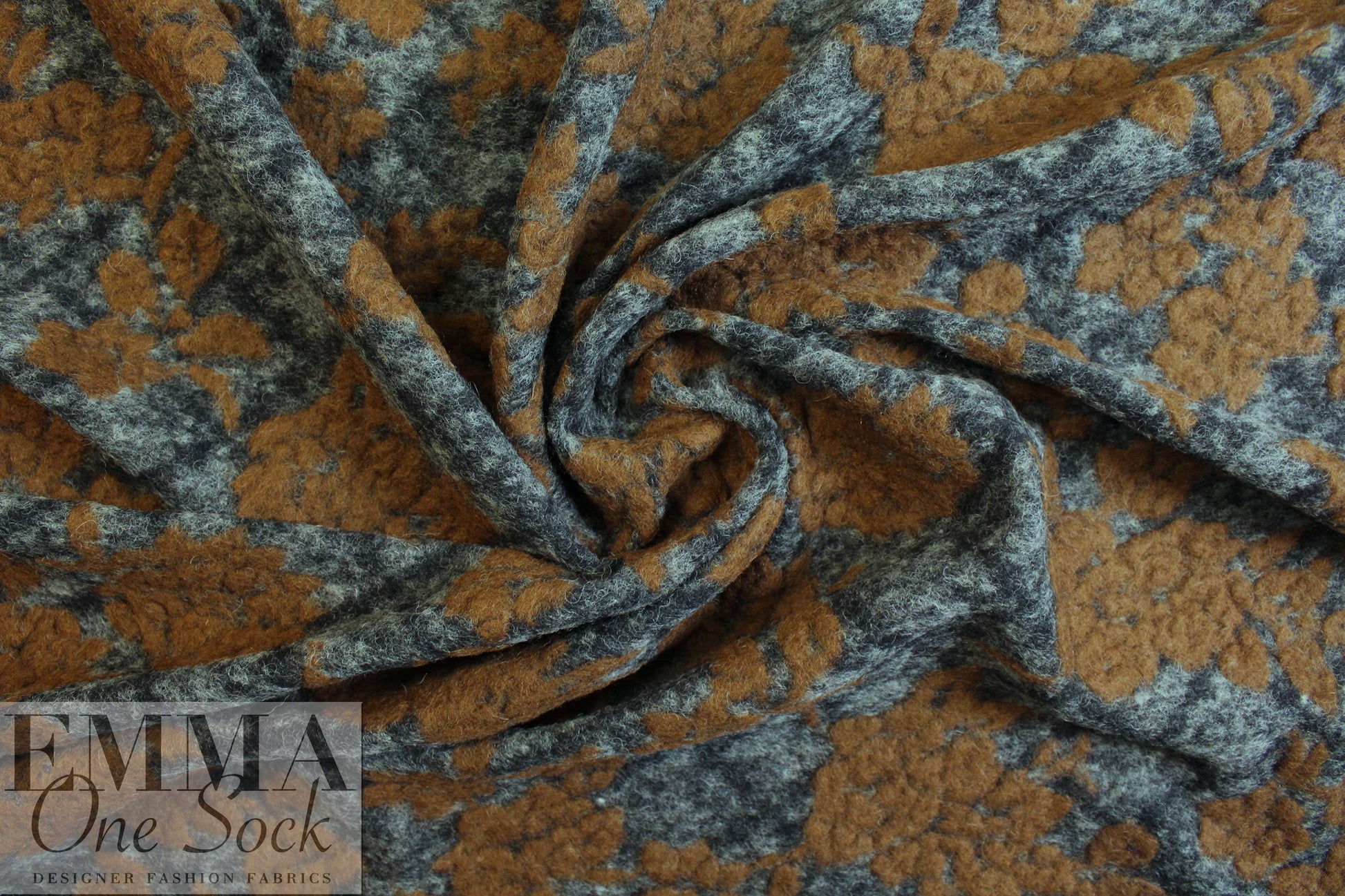 Italian textured wool fleece knit - earthy lattice