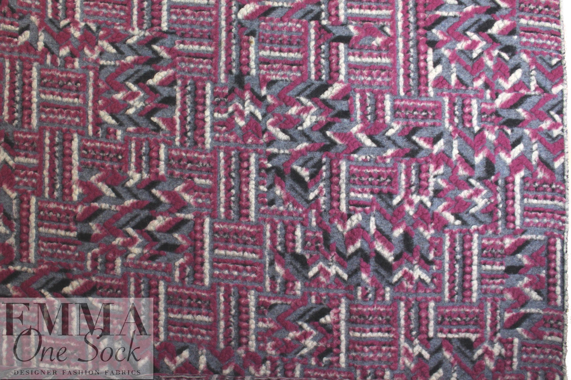 Italian textured wool fleece knit - orchid graphic 2 yd