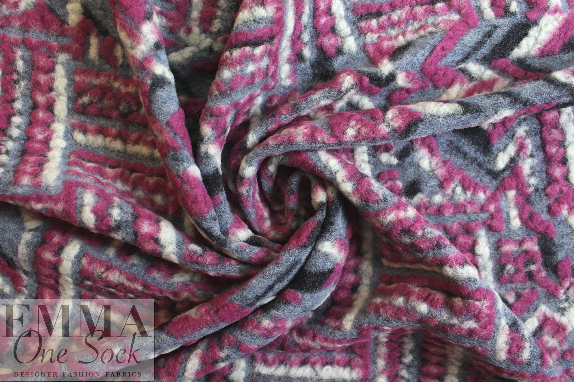 Italian textured wool fleece knit - orchid graphic 1 yard