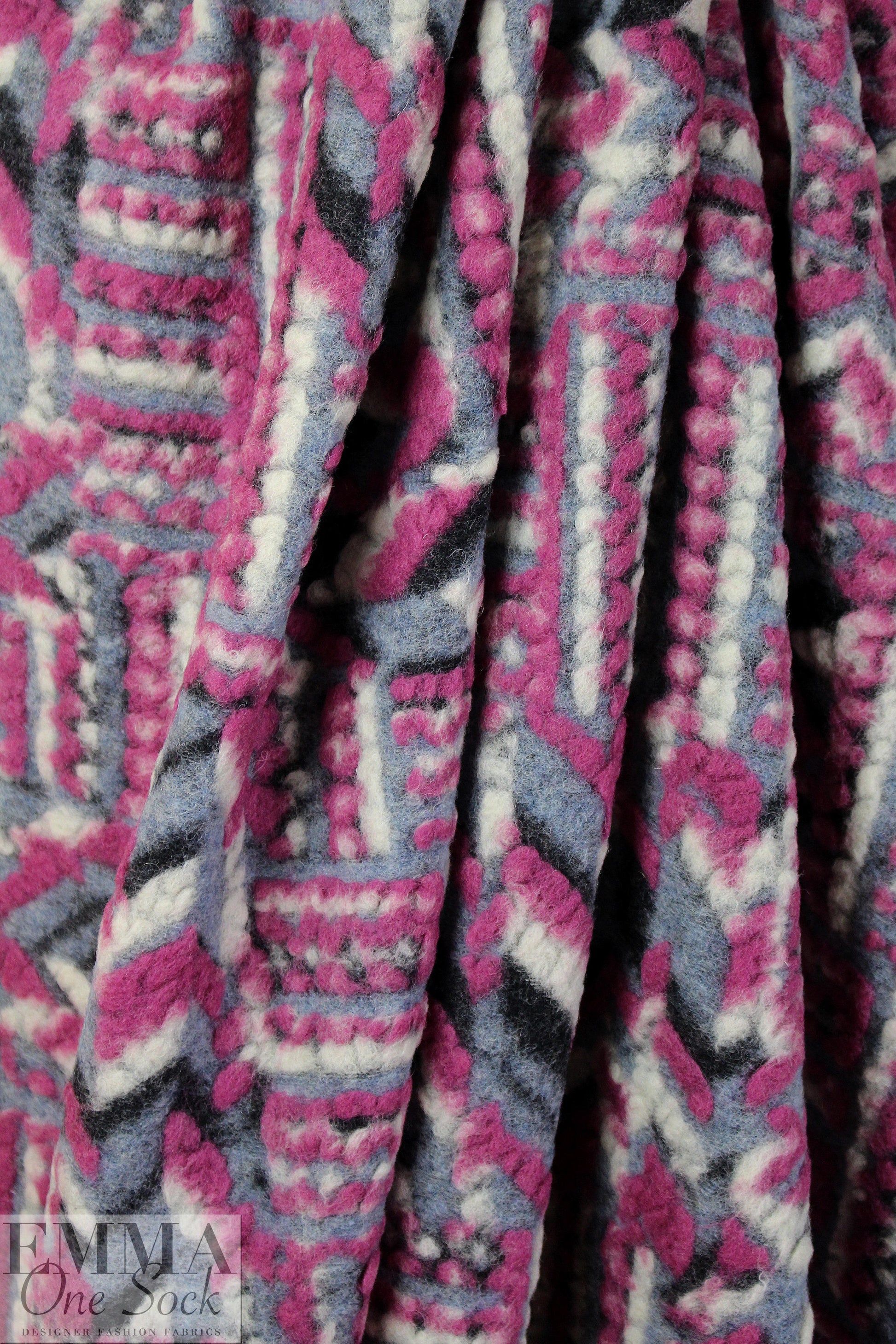 Italian textured wool fleece knit - orchid graphic 2 yd