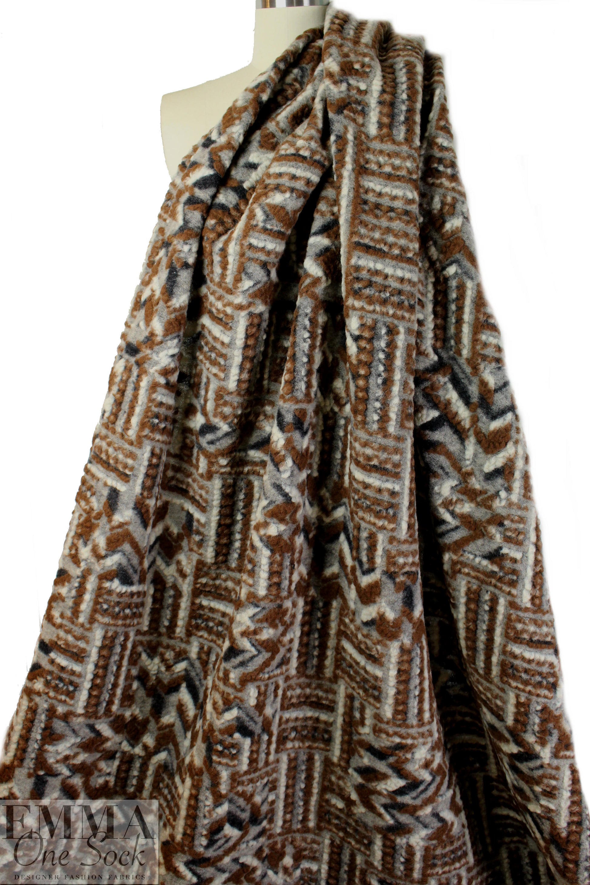 Italian textured wool fleece knit - nutmeg graphic