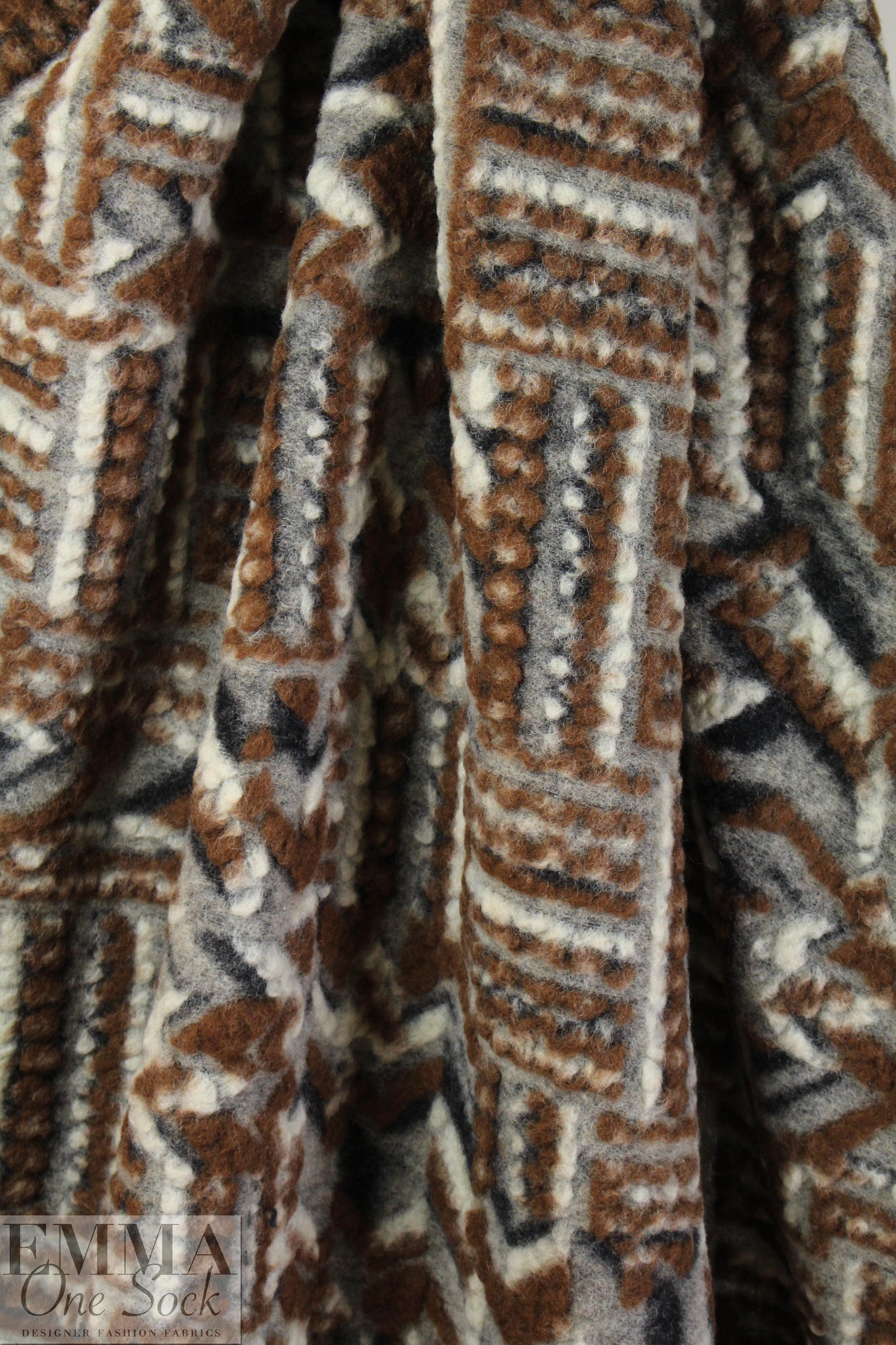 Italian textured wool fleece knit - nutmeg graphic
