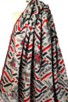 Italian textured wool fleece knit - red/gray-1