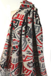 Italian textured wool fleece knit - red/gray .75 yds