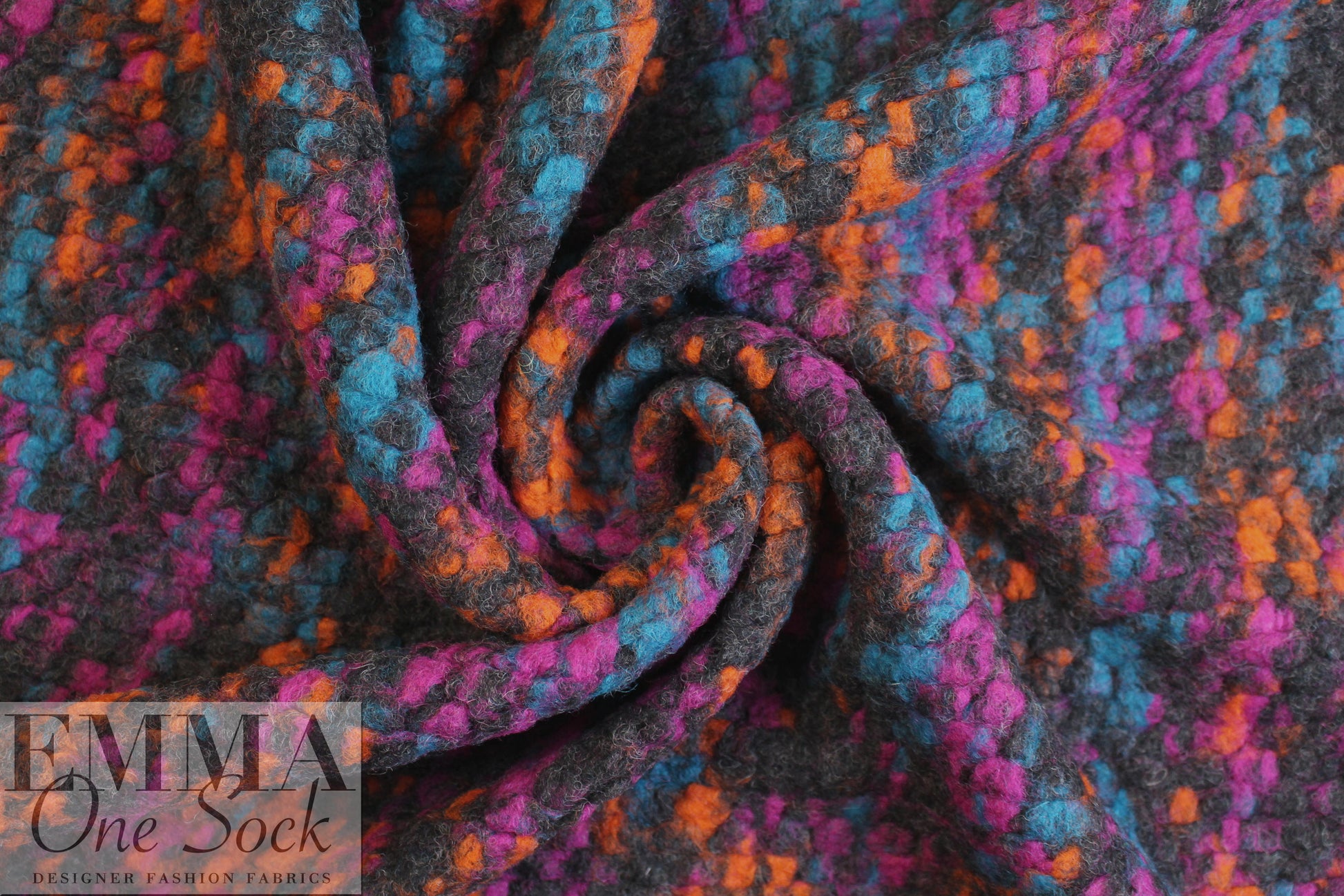 Italian wool boucle' - spice/lagoon/fuchsia 1.25 yds