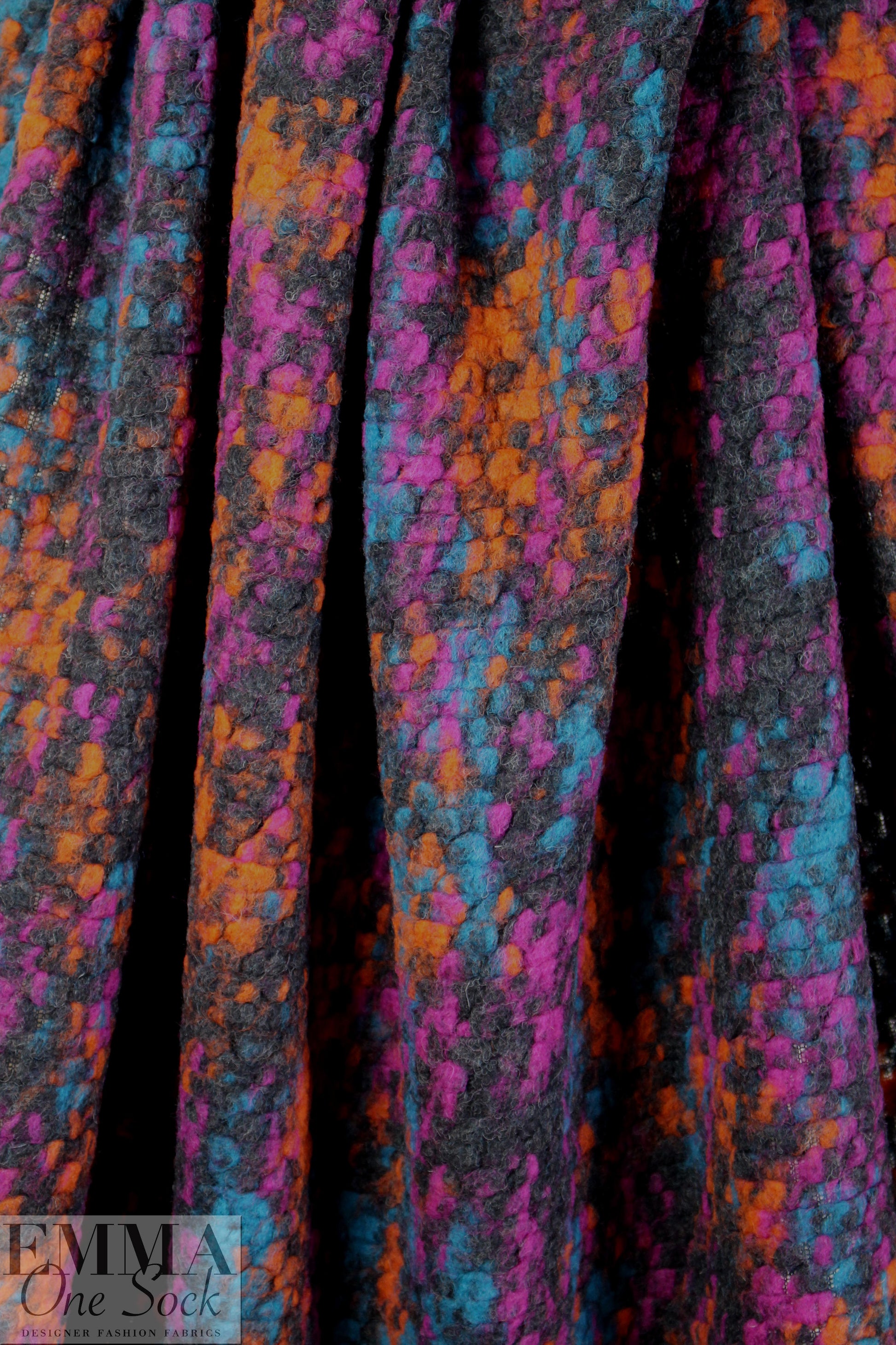 Italian wool boucle' - spice/lagoon/fuchsia 1.25 yds