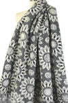 Italian textured wool fleece knit - gray flowers 2 yd