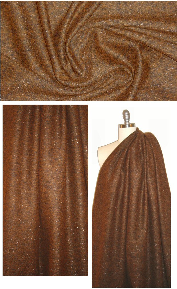 Italian 'boiled' wool sweater knit - nutmeg/met