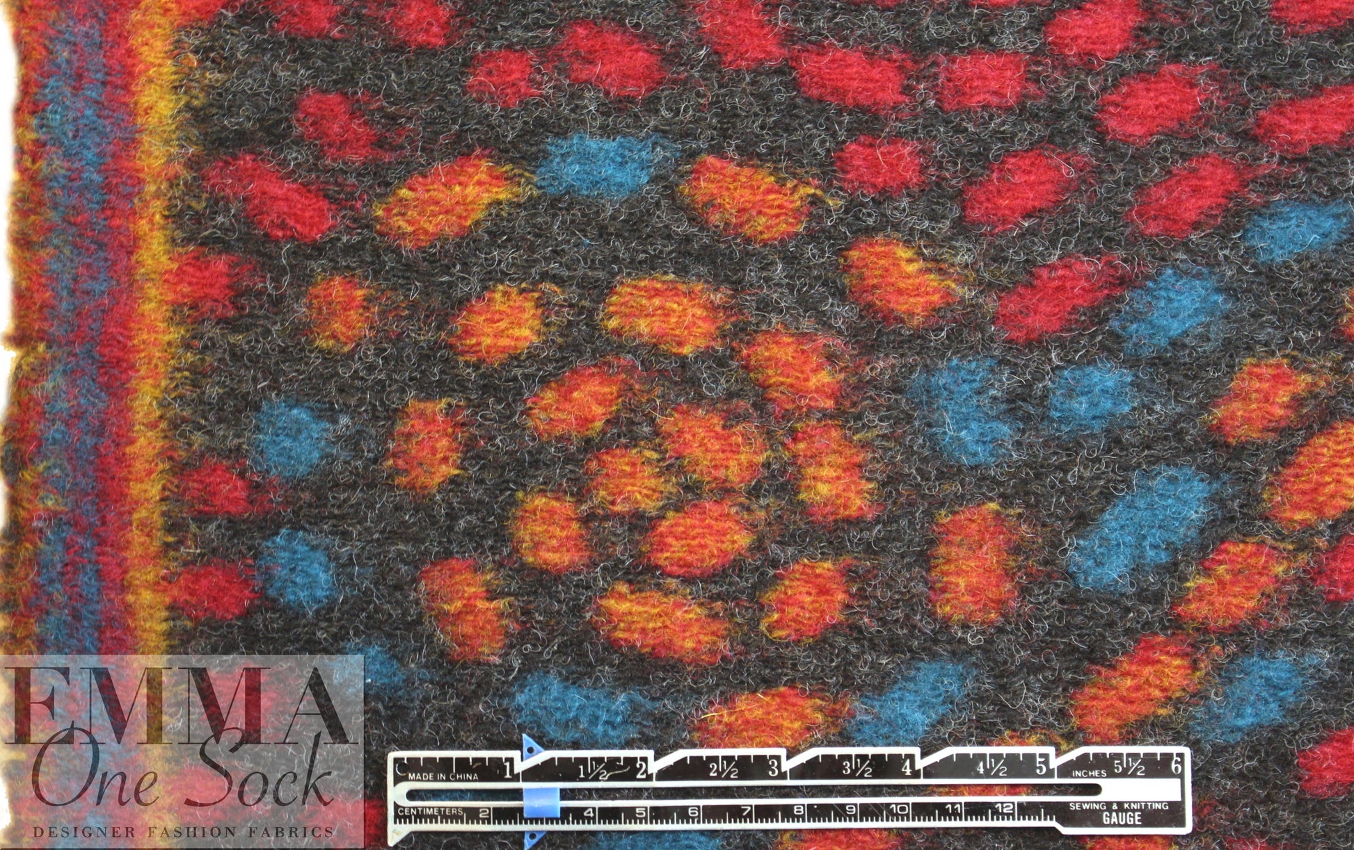 Italian textured wool fleece knit - swirling dots