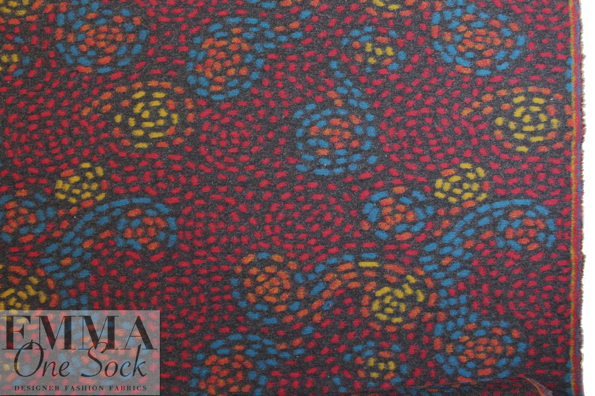 Italian textured wool fleece knit - swirling dots