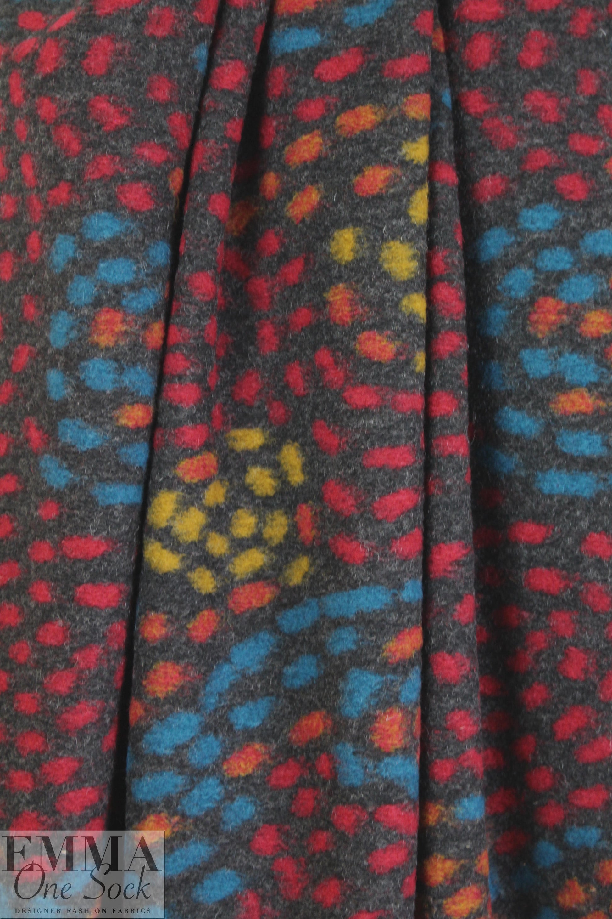 Italian textured wool fleece knit - swirling dots