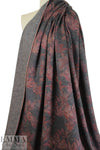 Italian rouge/charcoal printed wool blend sweater knit 1.25 yds