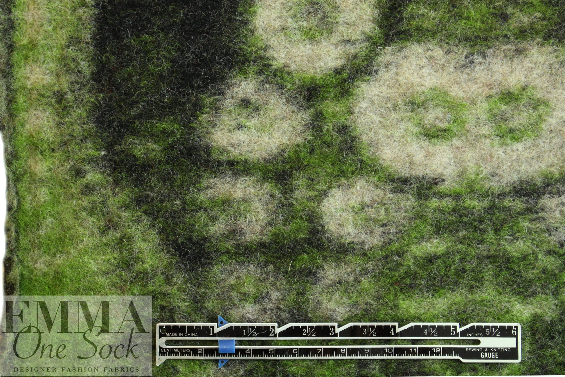 Italian textured wool fleece knit - bright moss