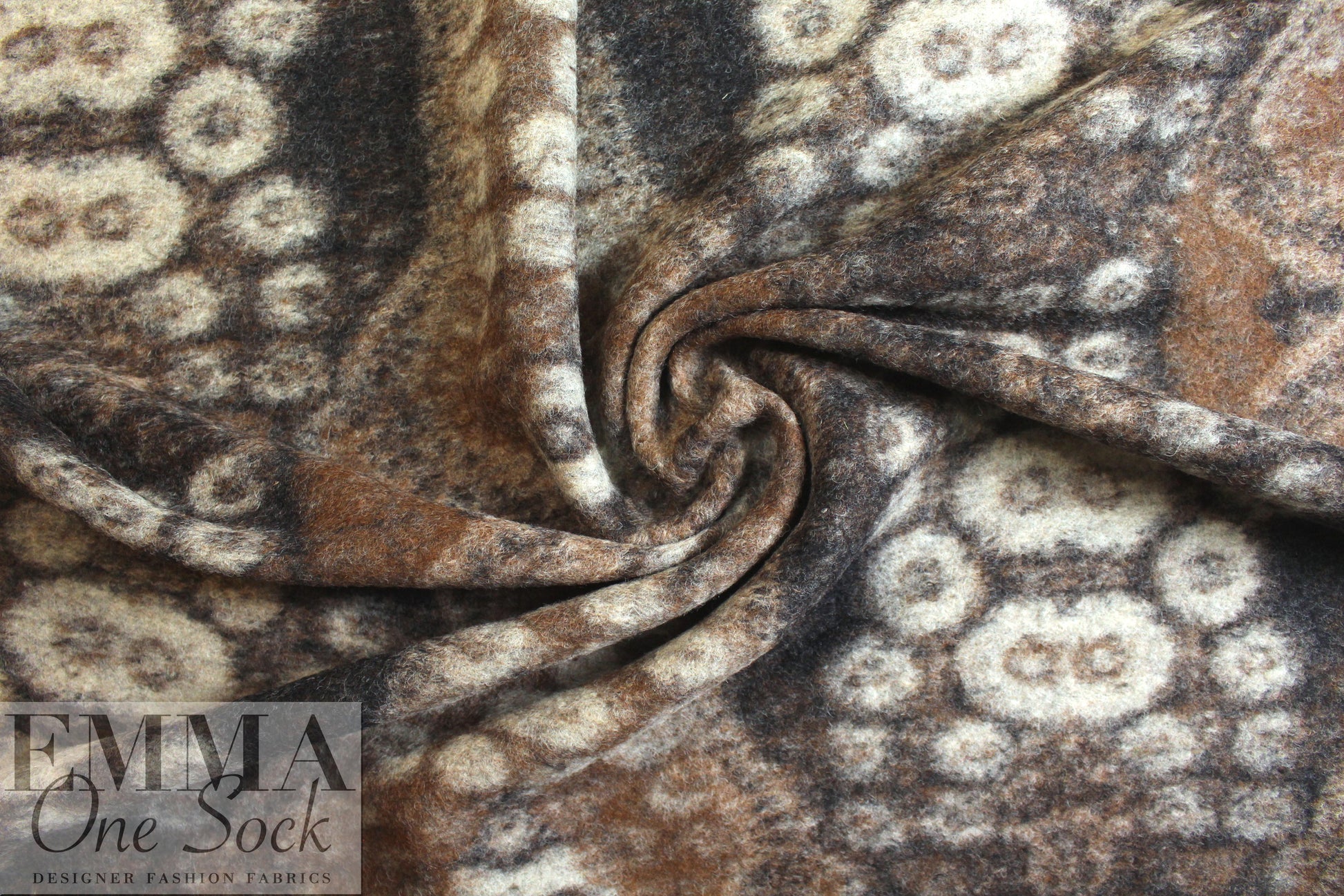 Italian textured wool fleece knit - earthtones 1.5 yds