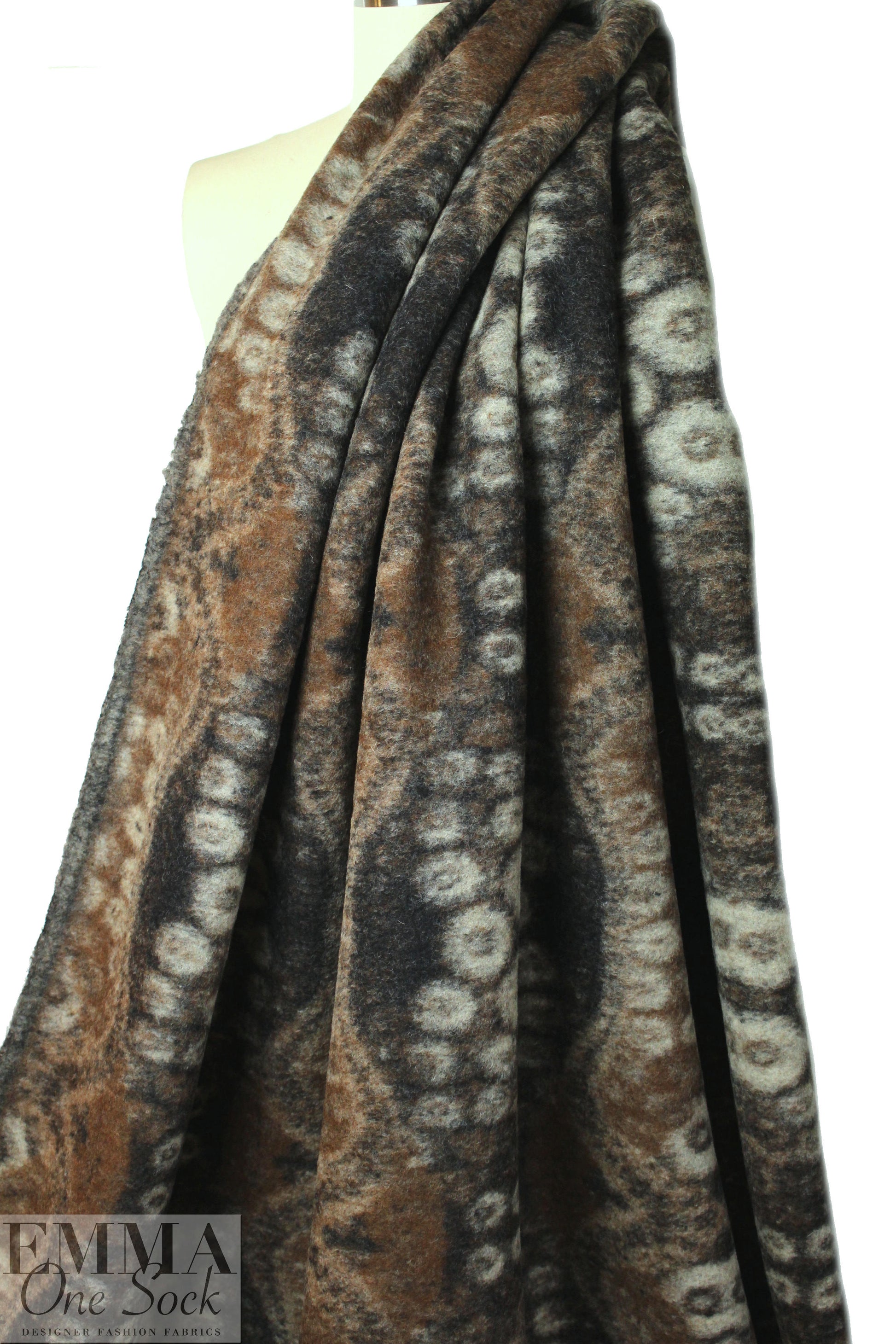 Italian textured wool fleece knit - earthtones