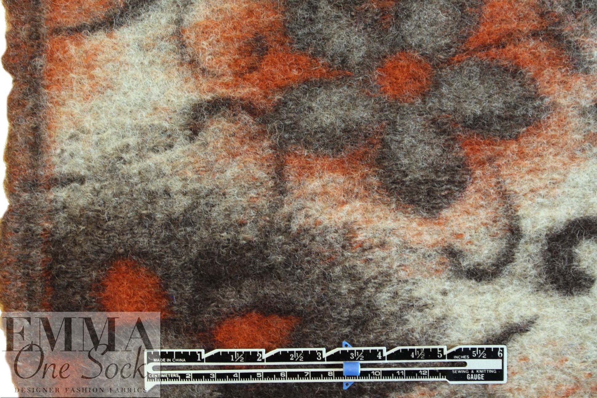 Italian textured wool fleece knit - airbrush flowers 2 yd