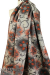 Italian textured wool fleece knit - airbrush flowers 2 yd