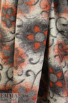Italian textured wool fleece knit - airbrush flowers 2 yd