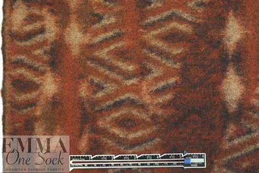 Italian textured wool fleece knit - spicy graphic strips 1.875 yd