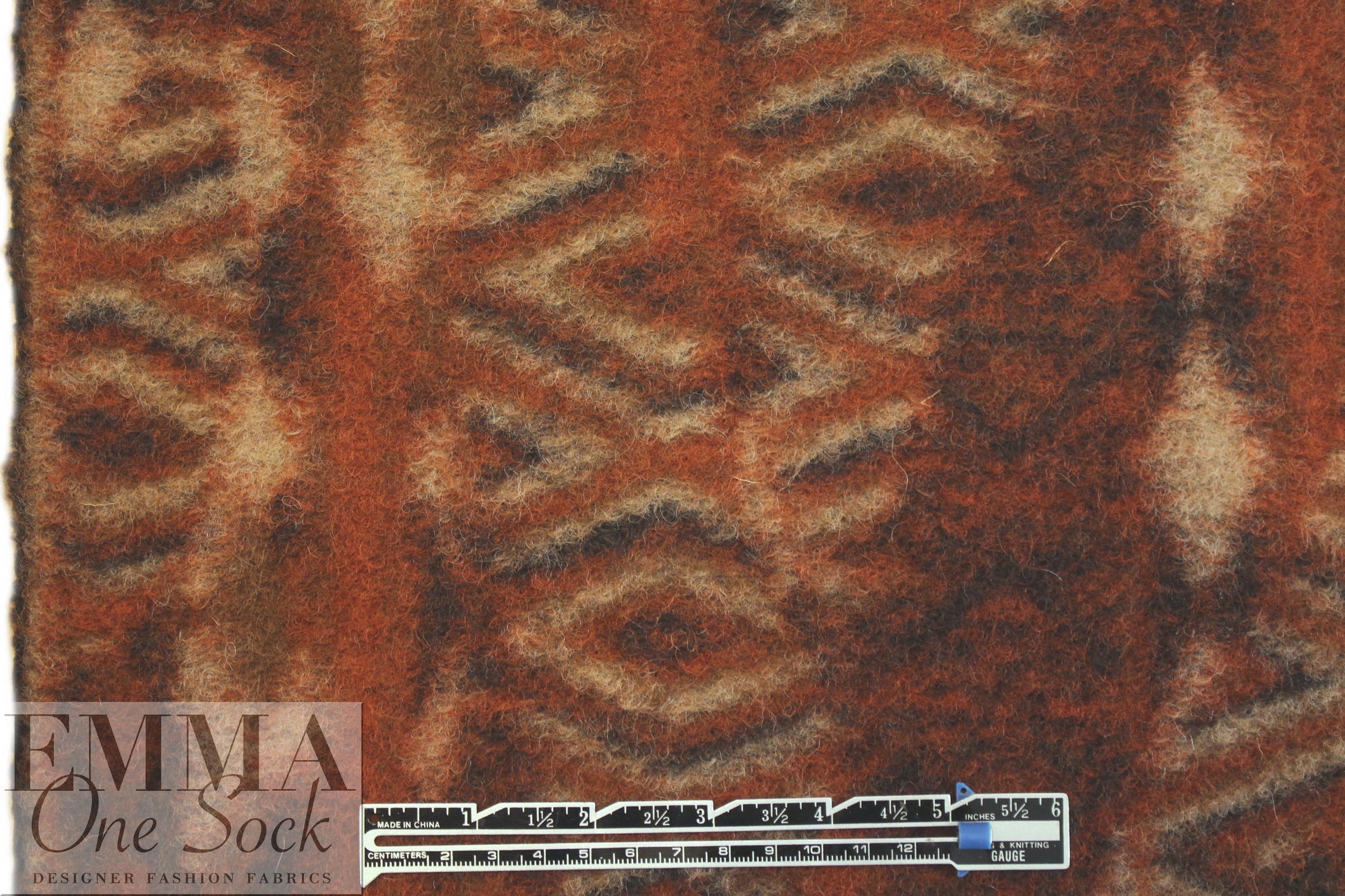 Italian textured wool fleece knit - spicy graphic strips 2.5 yd