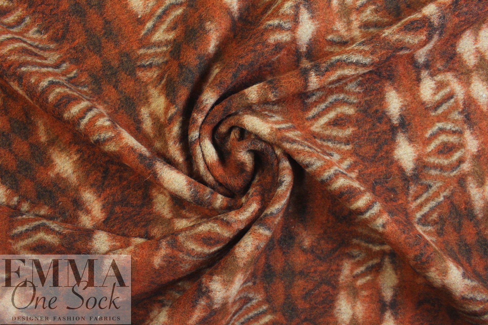Italian textured wool fleece knit - spicy graphic strips