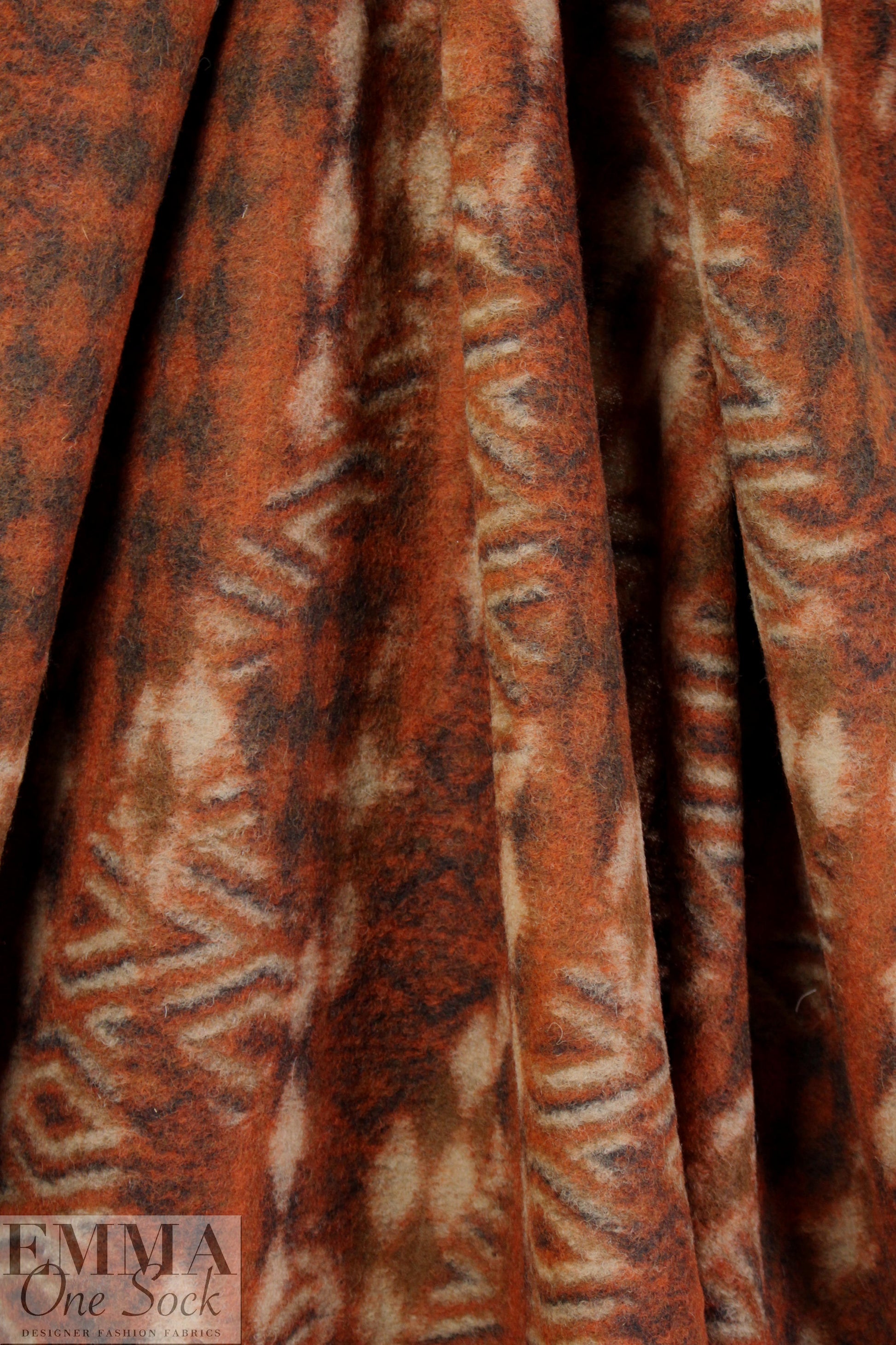 Italian textured wool fleece knit - spicy graphic strips