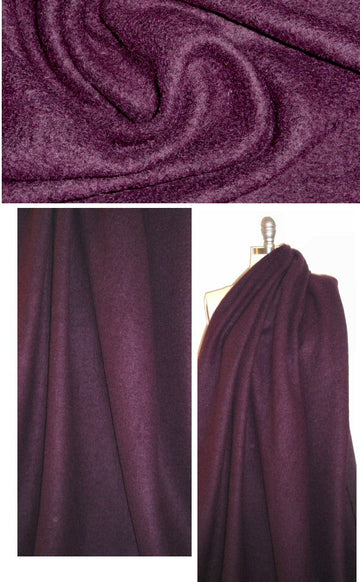 Italian wool fleece sweater knit - deep plum