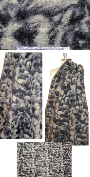 Italian off black/khaki abstract wool fleece 1.25 yd
