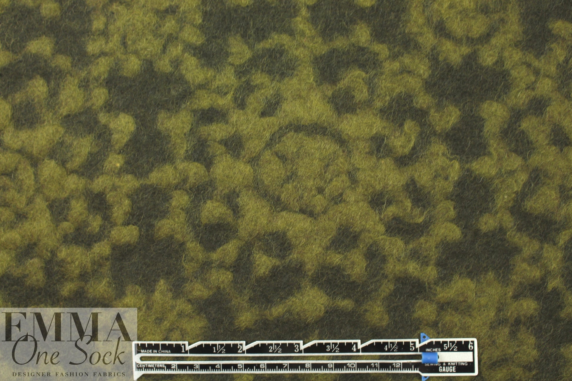Italian olive medallion textured wool fleece 1.625 yds