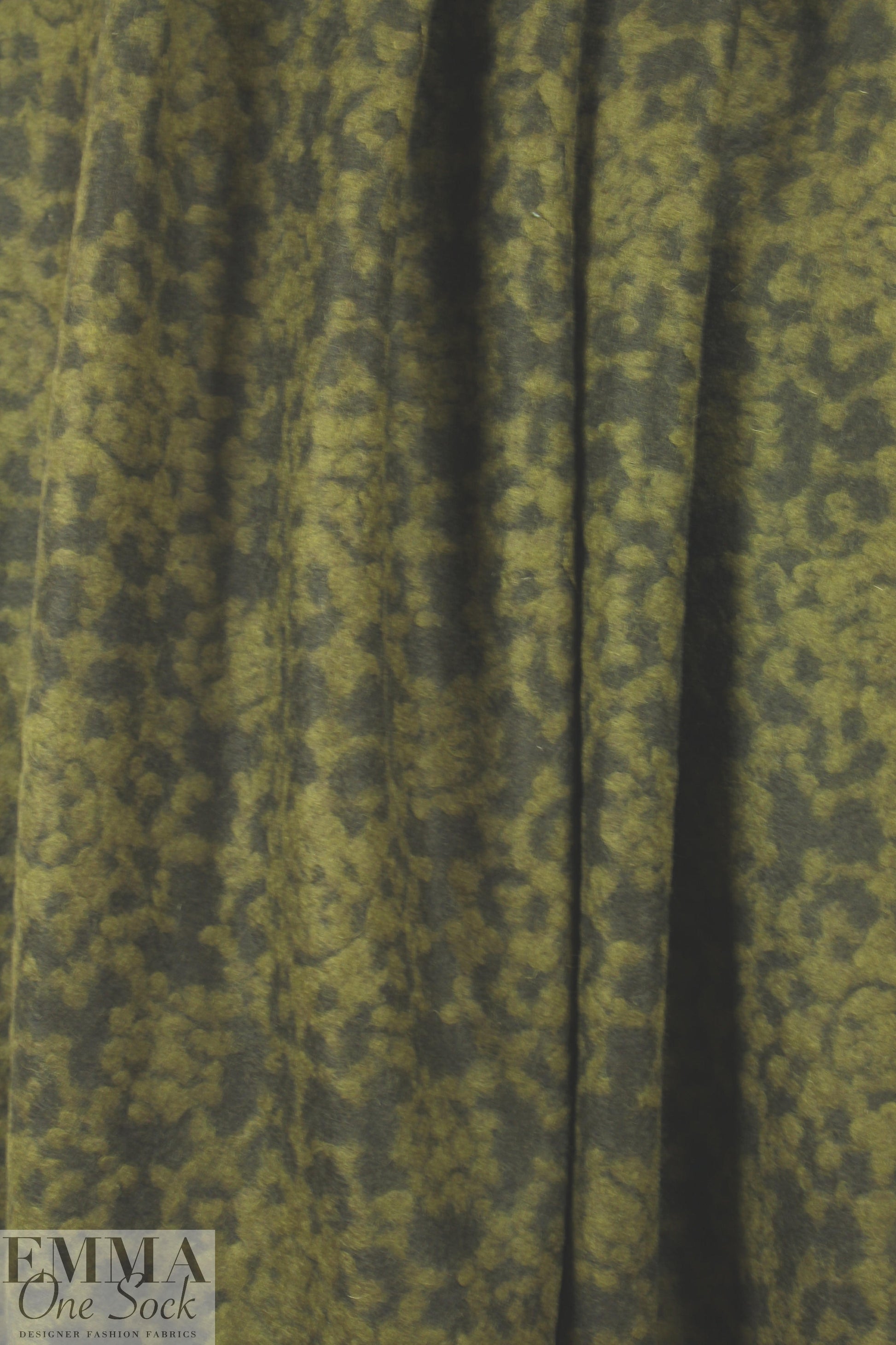 Italian olive medallion textured wool fleece 2.5 yd