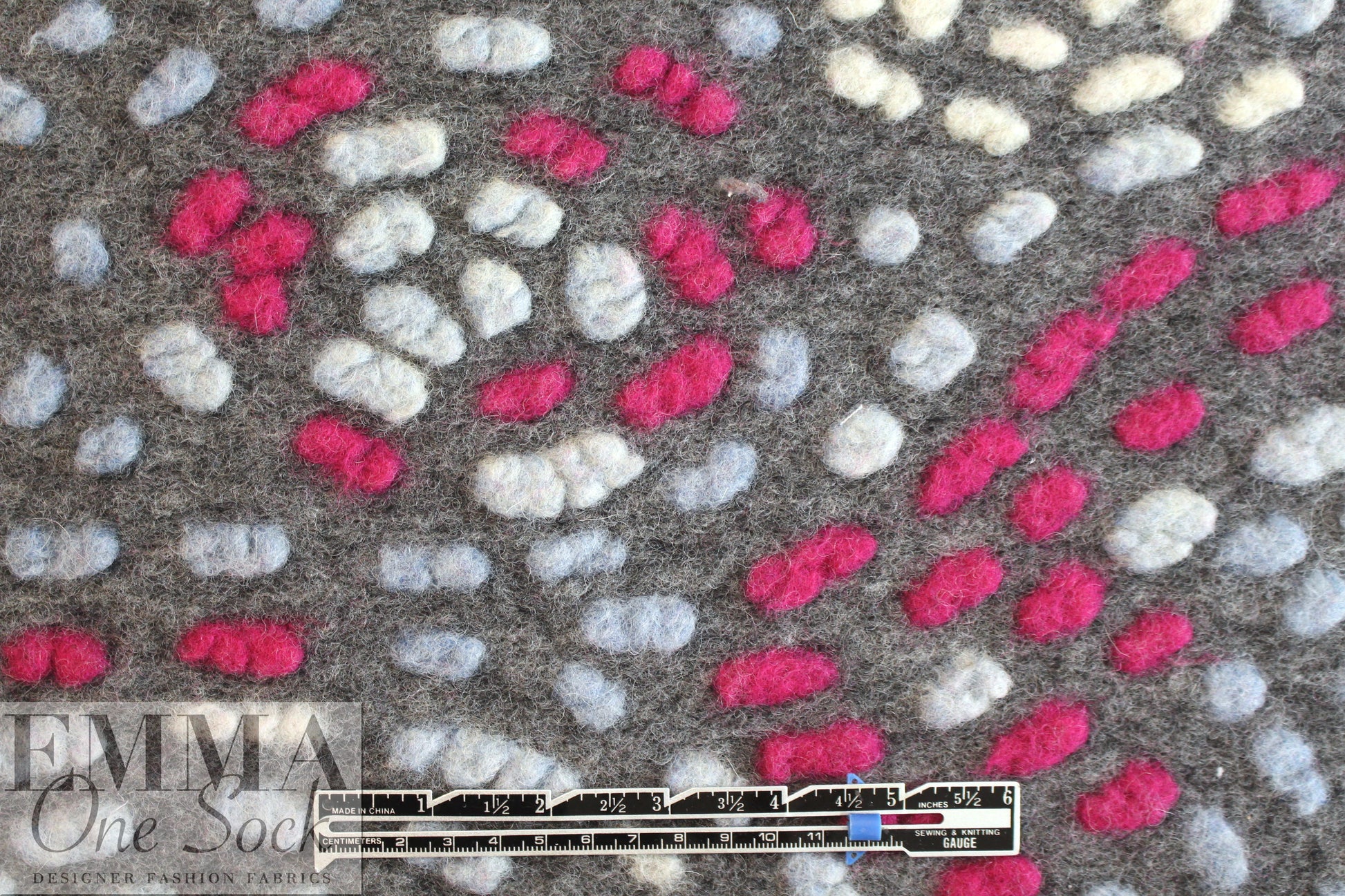 Italian textured dot wool fleece knit - swirling dots