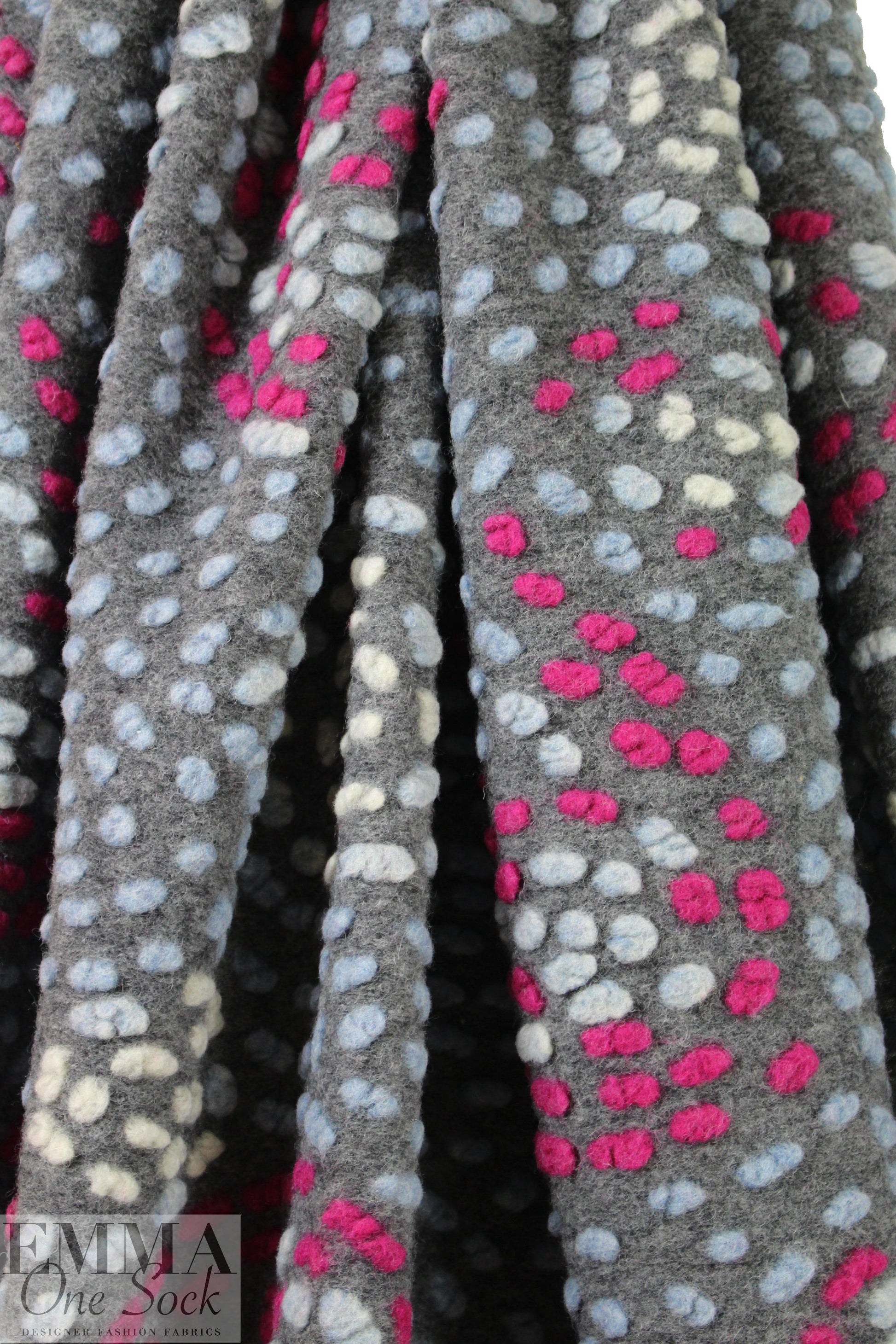 Italian textured dot wool fleece knit - swirling dots 2.5 yds