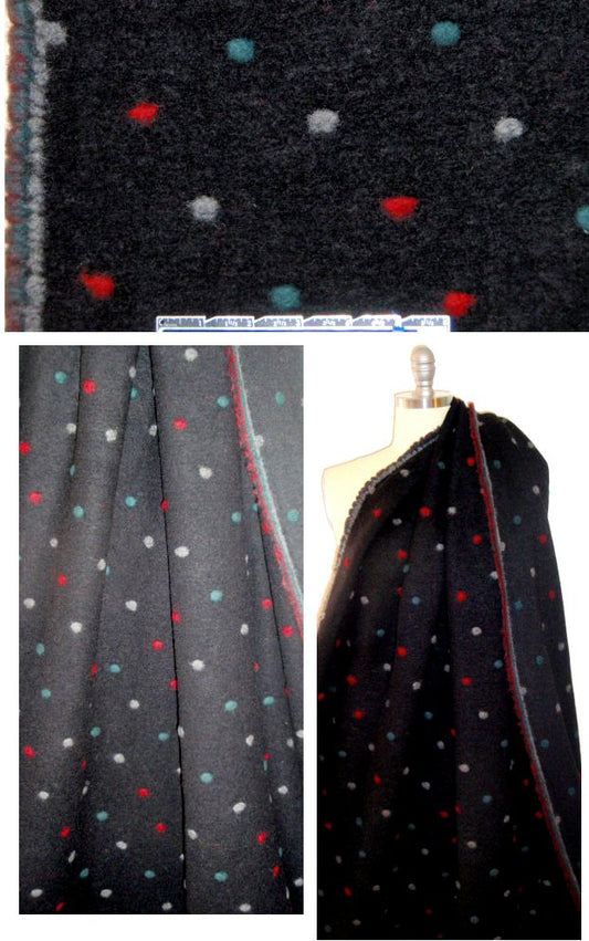 Italian black with dots boiled wool fleece
