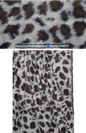 Italian gray/espresso animal print fleecy wool