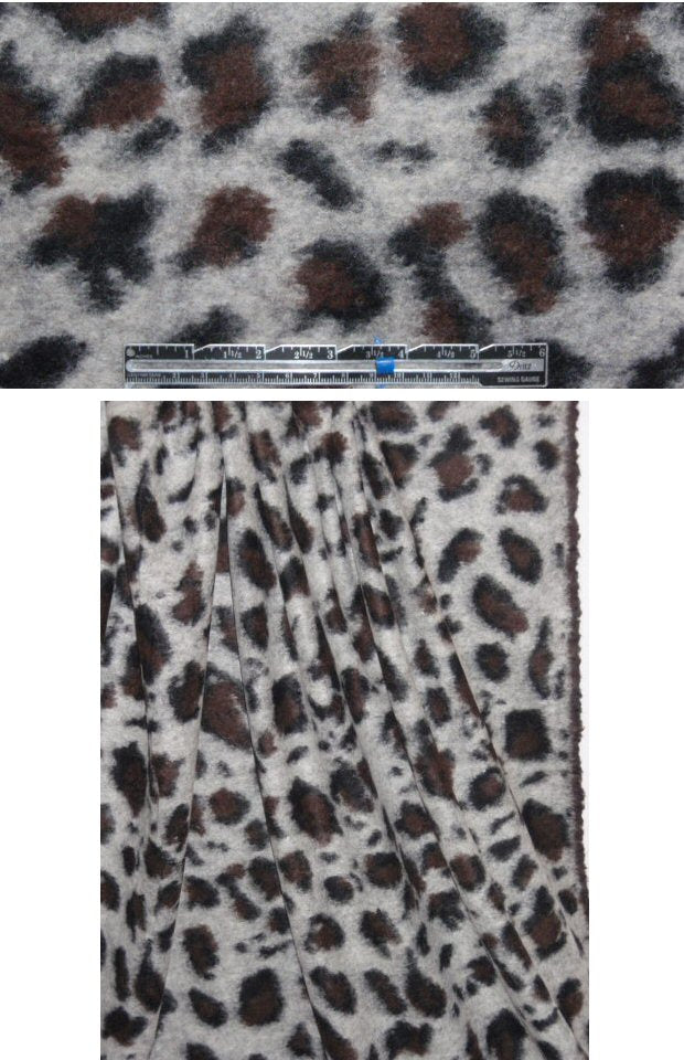 Italian gray/espresso animal print fleecy wool 1.33 yd