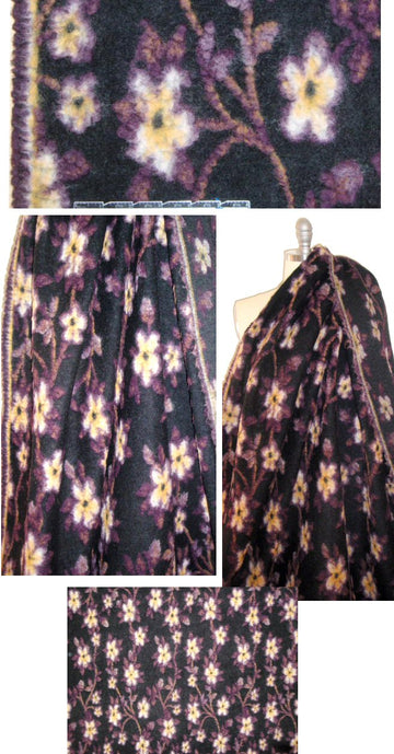 Italian plum/lemon/midnight floral boiled wool fleece